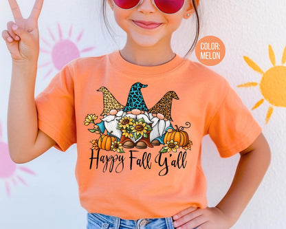 Comfort Colors Fall Gnome Shirt: Happy Fall Y'all Thanksgiving Tee