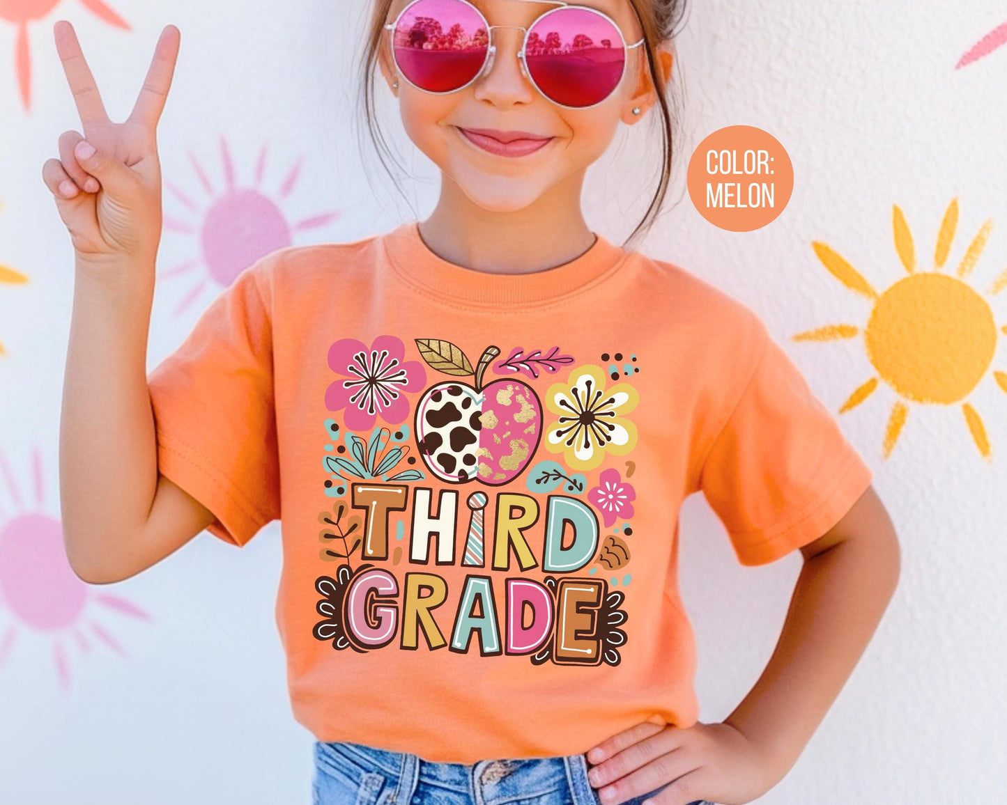 Comfort Colors Girly Boho Third Grade Shirt - Back to School Tee
