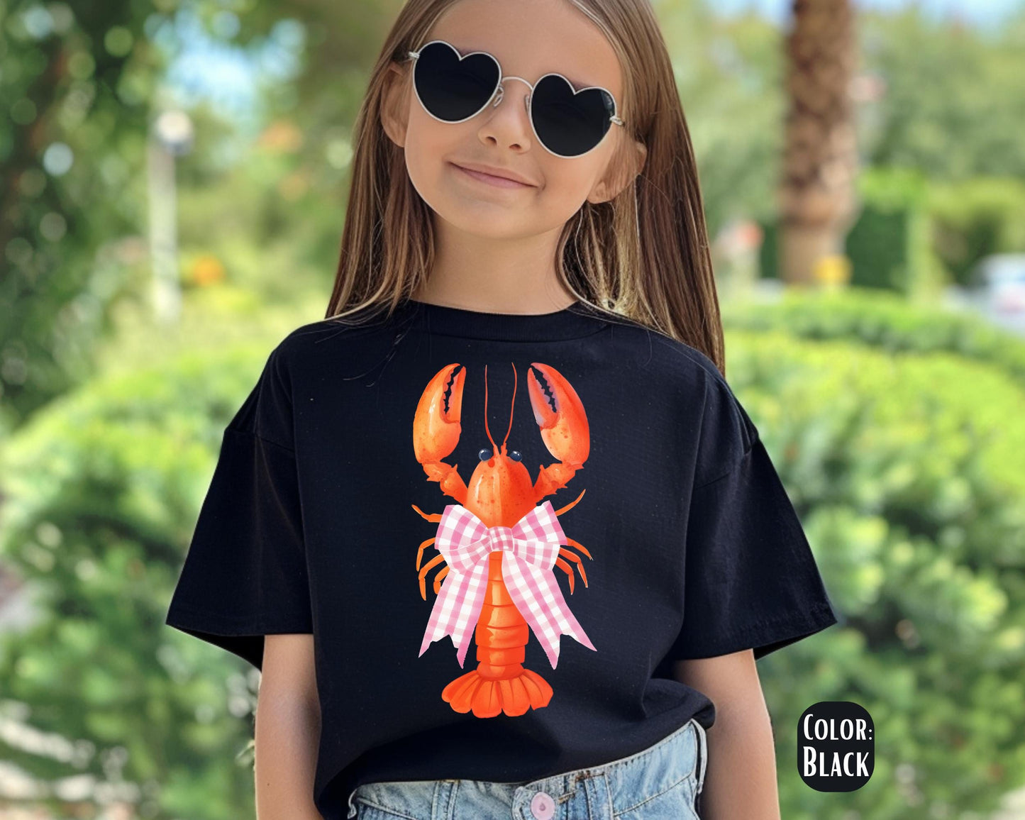 Comfort Colors Lobster Bow Shirt: Girly Beach Tee