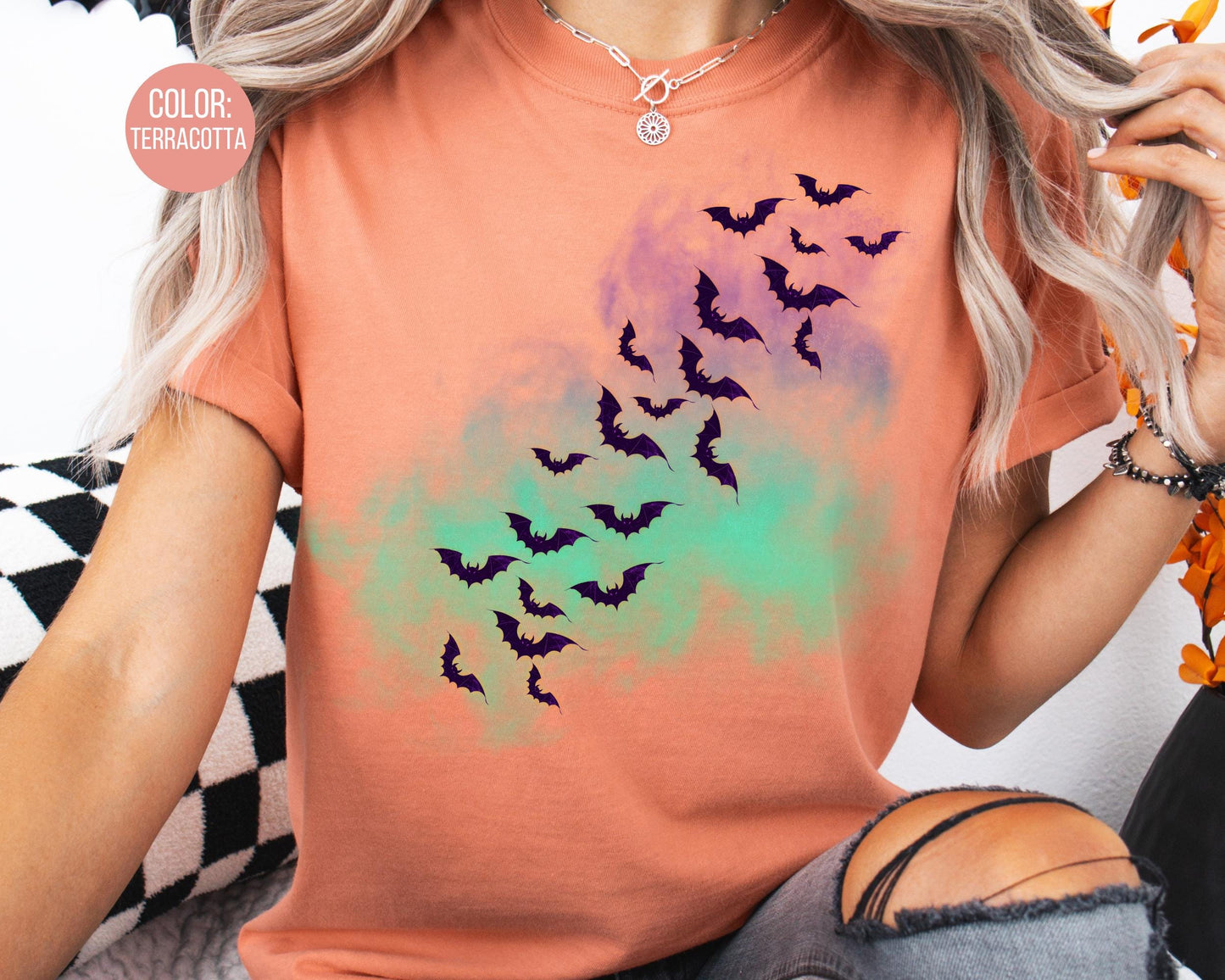 Comfort Colors Spooky Bat Shirt: Halloween Graphic Tee