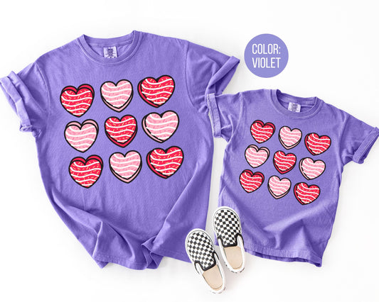 Comfort Colors Girls Heart Cakes Shirt, Mommy and Me Valentine Shirts, Kids Heart Tee