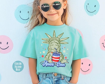 Comfort Colors Girls 4th of July Shirt: Statue of Liberty Tee