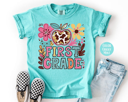 Comfort Colors First Grade Shirt: Girly Boho Back to School Tee