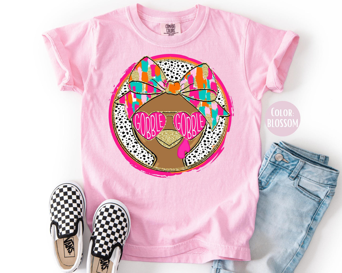 Comfort Colors Girls Thanksgiving Turkey Shirt: Mom & Daughter Matching