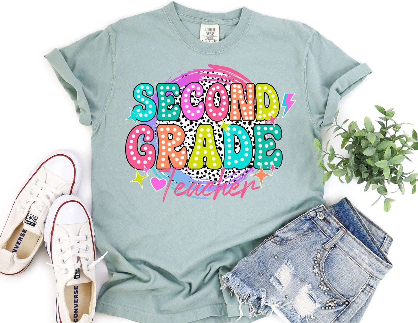 Comfort Colors Second Grade Teacher Shirt: Retro Back to School Tee