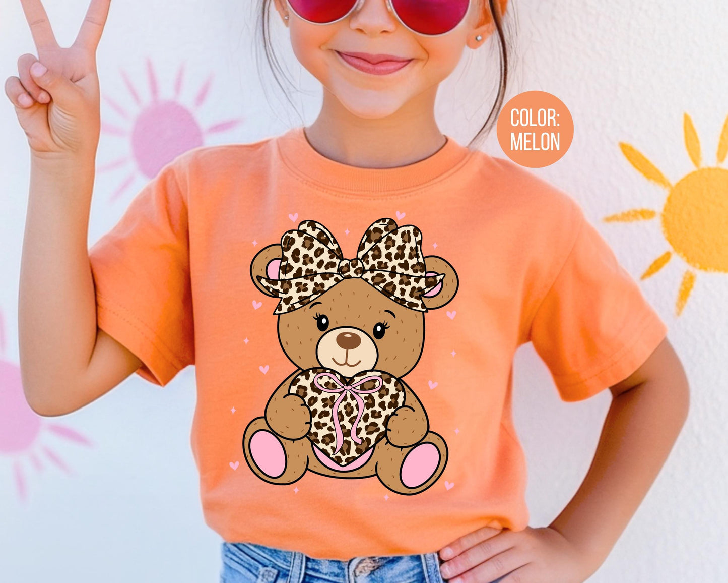 Comfort Colors Leopard Teddy Bear Shirt, Girls Valentines Day Shirt
