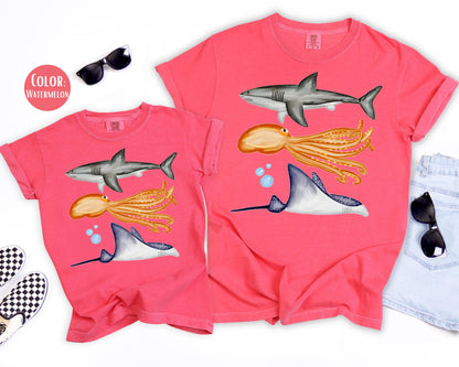 Comfort Colors® Kids Sea Creatures Shirt, Aquarium Shirts