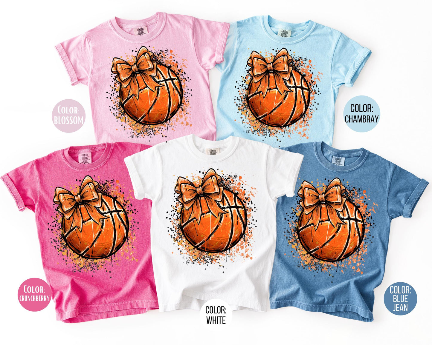 Comfort Colors Girls Basketball Bow Shirt: Kids Basketball Shirts