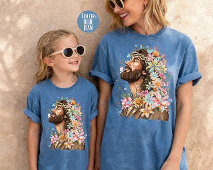 Comfort Colors® Floral Jesus Shirt, Mommy and Me Christian Shirts