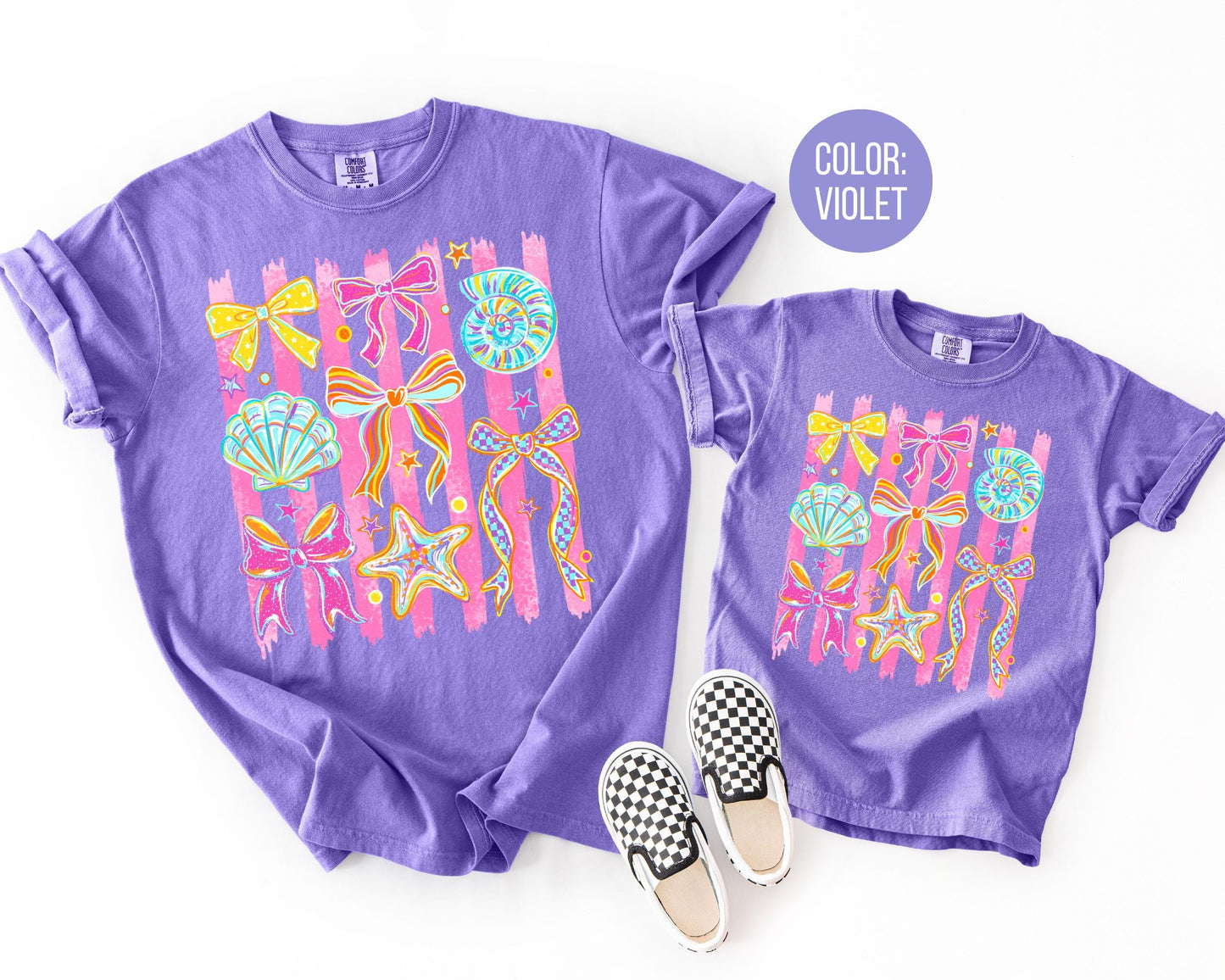Comfort Colors® Coquette Seashells Shirt, Girly Summer Beach Shirts