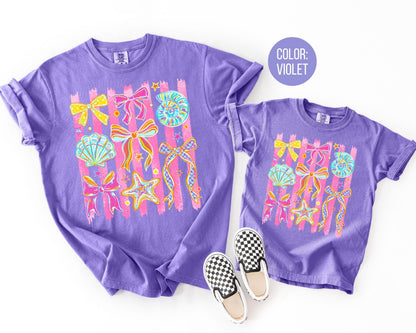Comfort Colors® Coquette Seashells Shirt, Girly Summer Beach Shirts