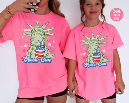 Comfort Colors Girls 4th of July Shirt: Statue of Liberty Tee