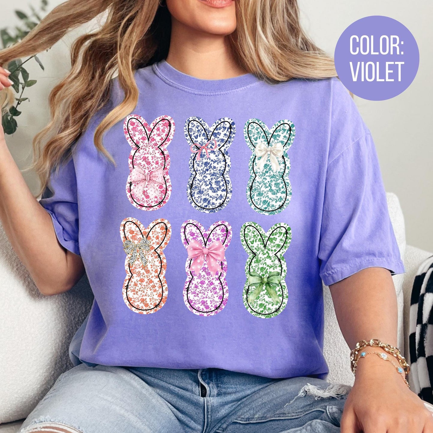 Comfort Colors Floral Easter Bunny Shirt: Girly Boho Tee