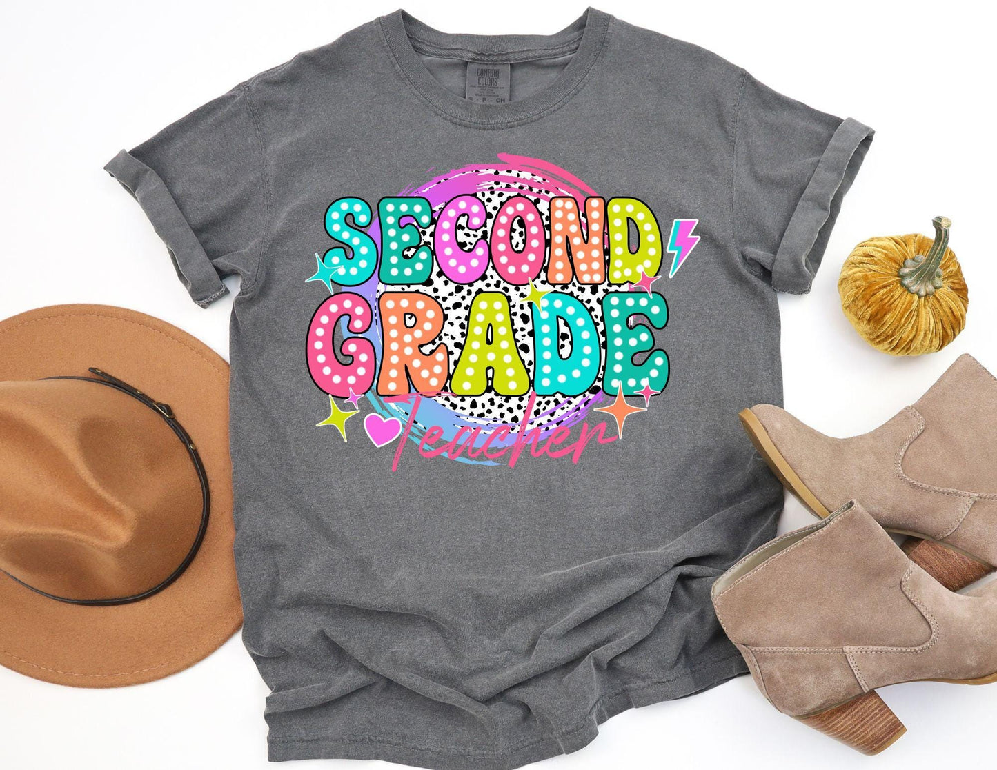 Comfort Colors Second Grade Teacher Shirt: Retro Back to School Tee