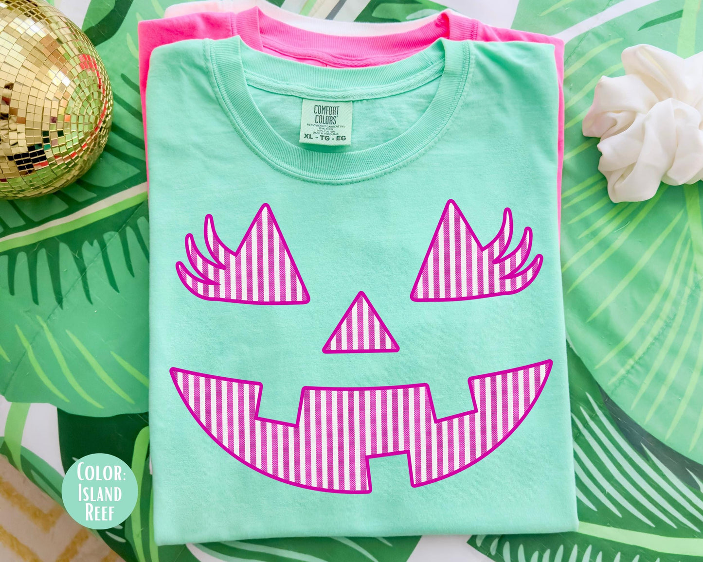 Comfort Colors Pink Pumpkin Shirt: Girly Halloween Lashes
