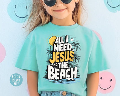 Comfort Colors® All I Need Is Jesus And The Beach Shirt, Kids Jesus Shirts