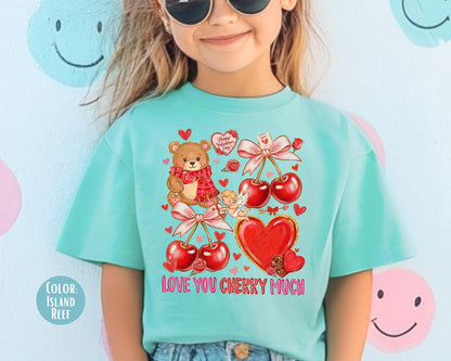 Comfort Colors Love You Cherry Much Shirt, Girls Valentines Day Shirt