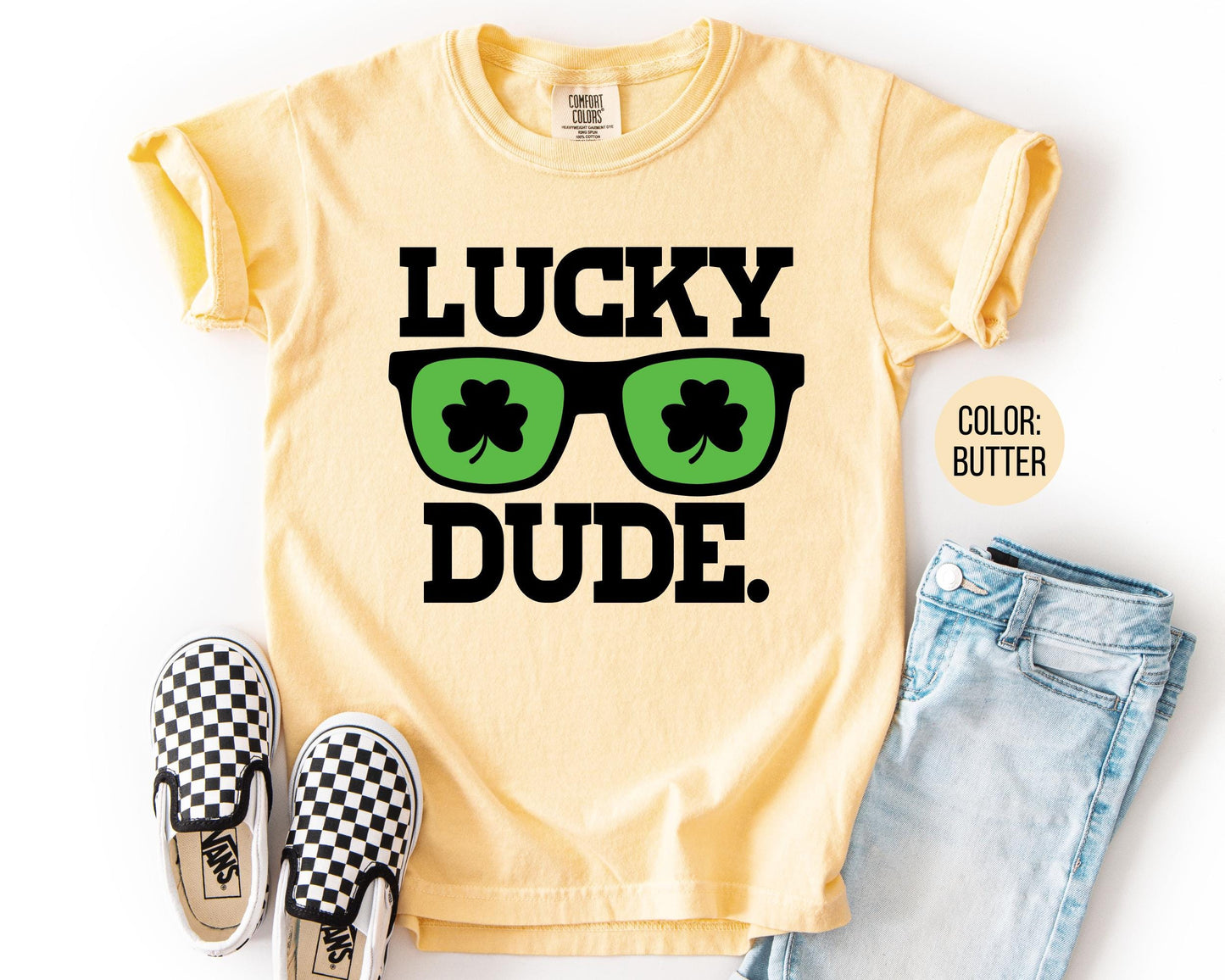 Comfort Colors® Boys Lucky Dude Shirt, Kids St Patricks Day Shirts