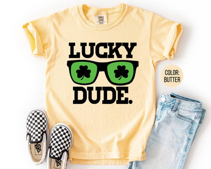 Comfort Colors® Boys Lucky Dude Shirt, Kids St Patricks Day Shirts