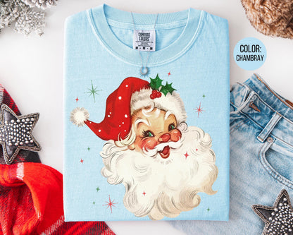 Comfort Colors Retro Santa Claus Shirt - Jolly Santa Christmas Tee