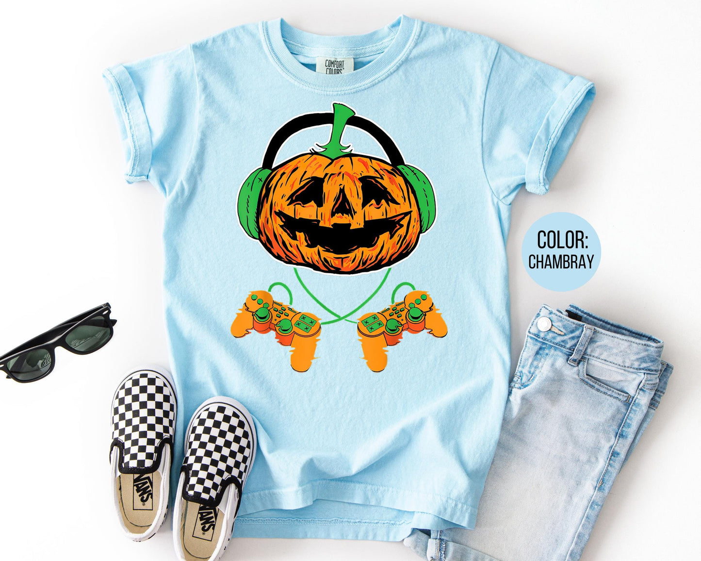 Comfort Colors Gamer Halloween Shirt: Boys Jack O' Lantern Tee