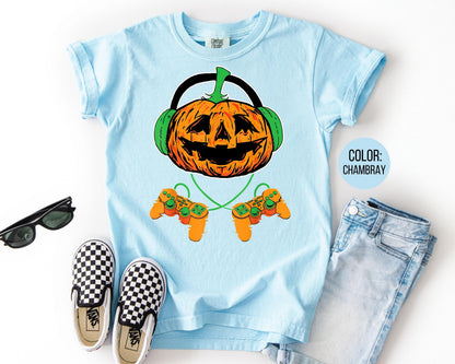 Comfort Colors Gamer Halloween Shirt: Boys Jack O' Lantern Tee