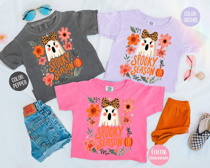 Comfort Colors Floral Ghost Shirt, Girly Spooky Season Tee