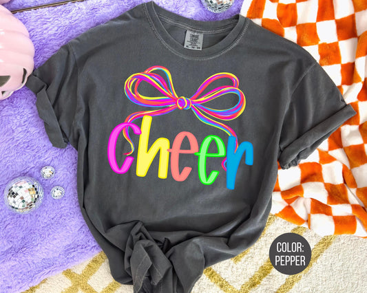Comfort Colors Coquette Cheer Shirt: Preppy Cheerleader Gift