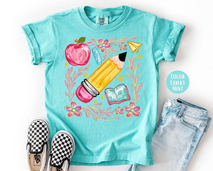 Comfort Colors Floral Back to School Shirt: Kindergarten Tee