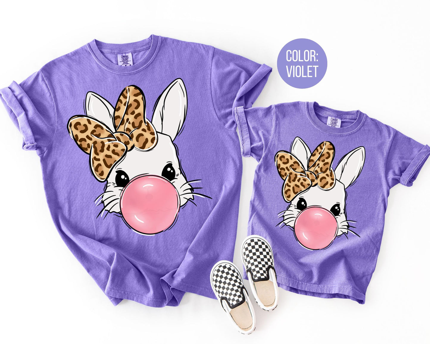 Comfort Colors® Bubble Gum Bunny Shirt, Girls Easter Bunny Shirts