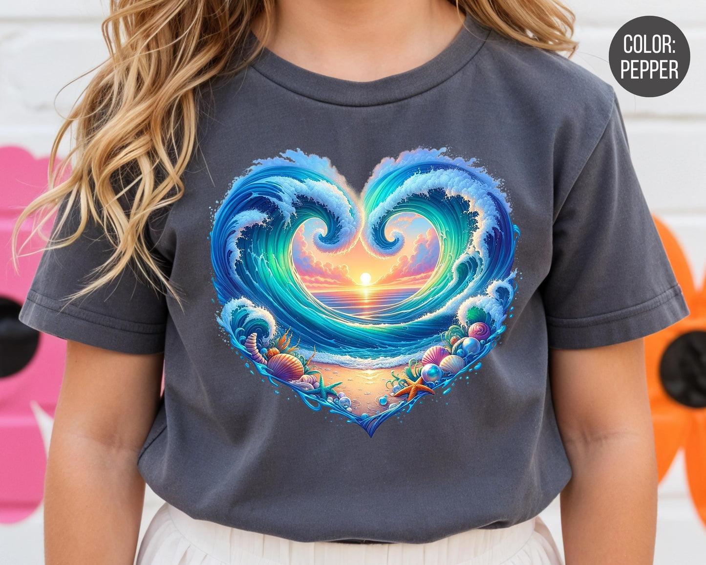 Comfort Colors® Beach Heart Shirt, Girls Beach Shirts
