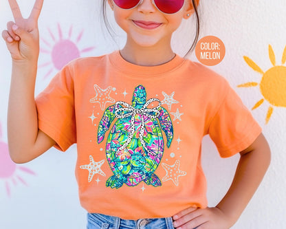 Comfort Colors® Preppy Summer Sea Turtle Shirt, Girls Summer Shirts