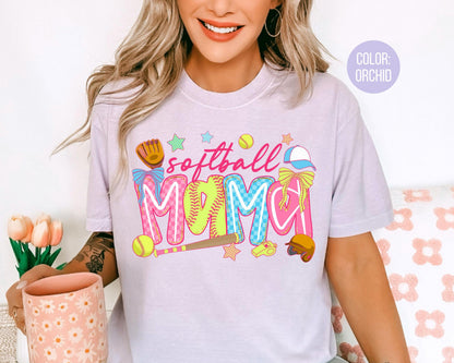 Comfort Colors Softball Mama Shirt, Softball Shirts