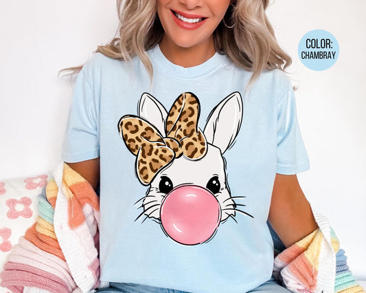 Comfort Colors® Bubble Gum Bunny Shirt, Girls Easter Bunny Shirts