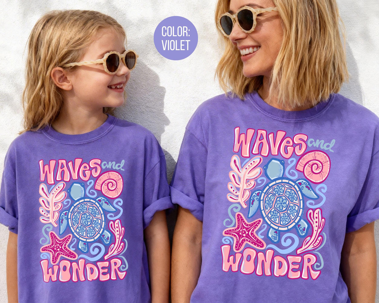 Comfort Colors® Preppy Waves and Wonder Shirt, Mama and Mini Summer Shirts