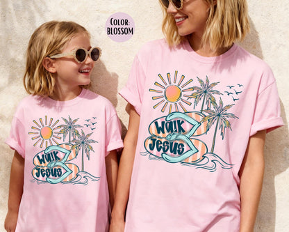 Comfort Colors® Walk With Jesus Beach Shirt, Kids Jesus Shirts