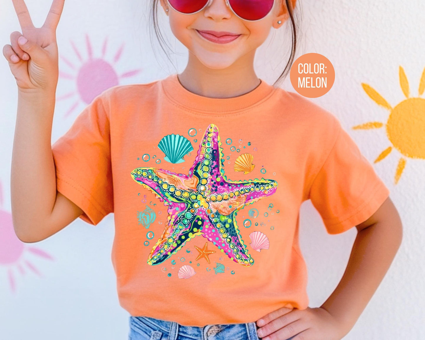 Comfort Colors® Preppy Summer Starfish Shirt, Girls Summer Shirts