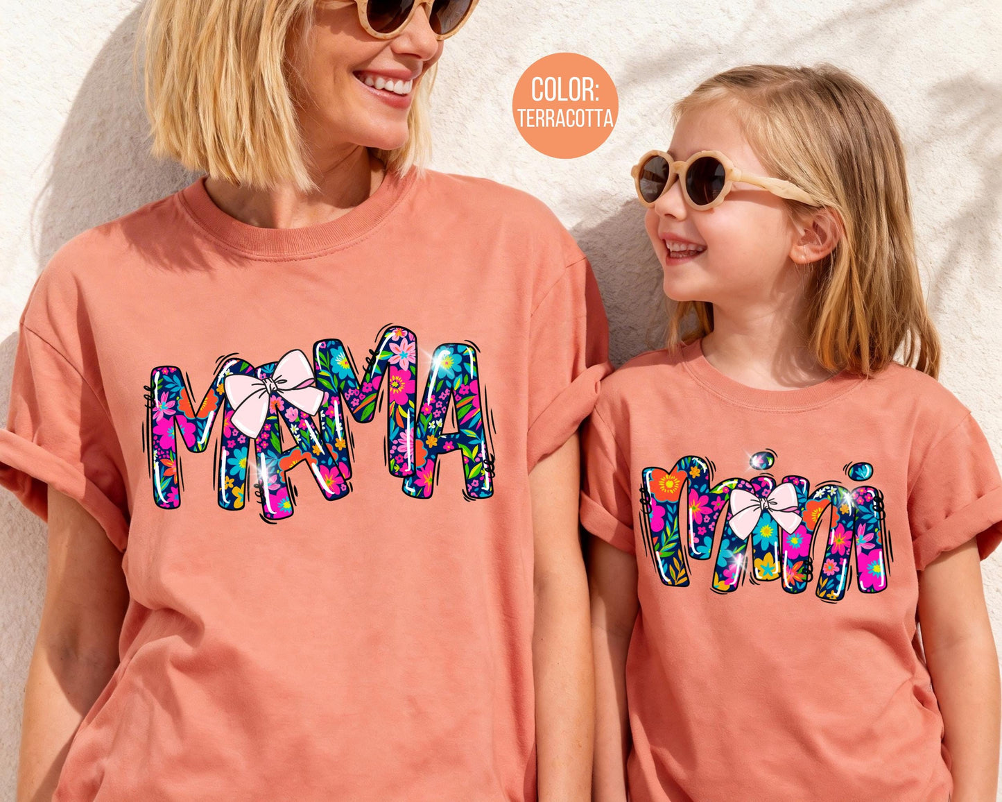 Comfort Colors® Summer Floral Mama and Mini Shirt, Matching Mommy and Me Shirts