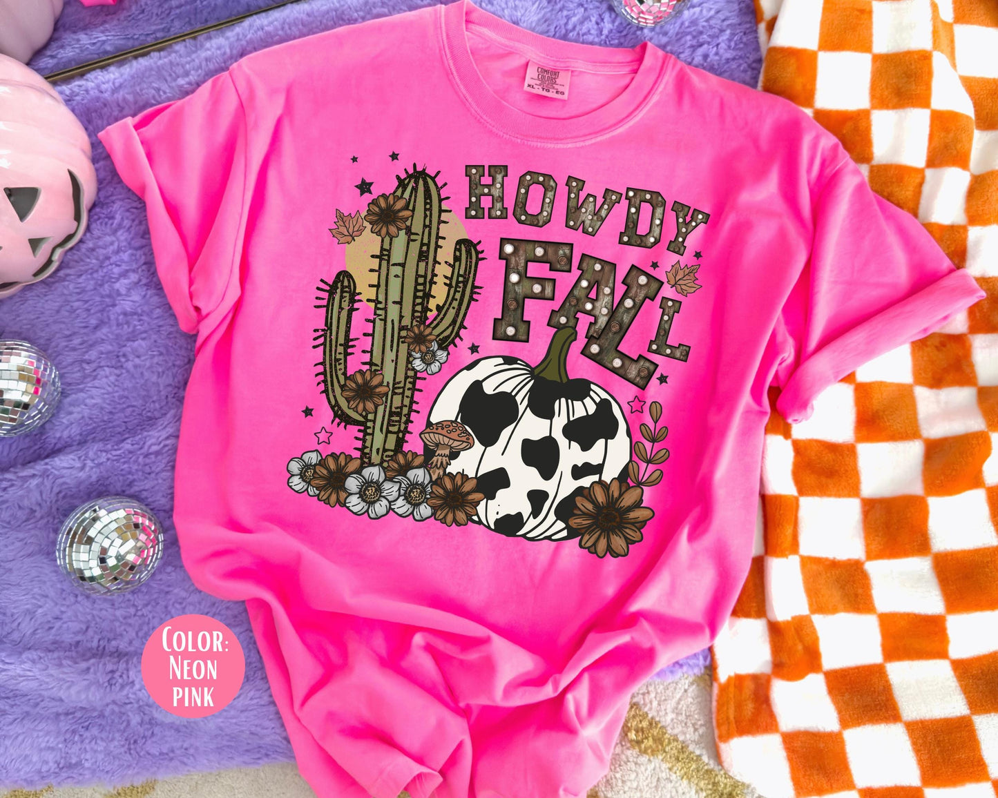 Comfort Colors Howdy Fall Shirt, Cow Print Shirts for Kids, Cowgirl Tee