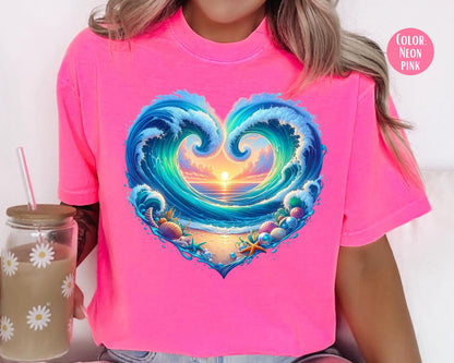 Comfort Colors® Beach Heart Shirt, Girls Beach Shirts