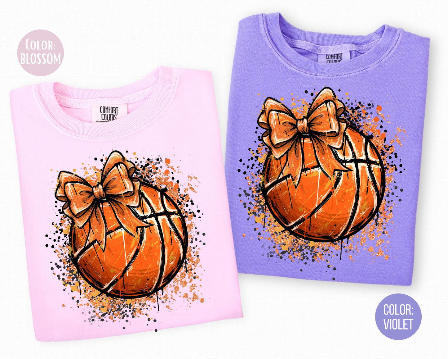 Comfort Colors Girls Basketball Bow Shirt: Kids Basketball Shirts