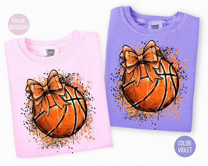 Comfort Colors Girls Basketball Bow Shirt: Kids Basketball Shirts