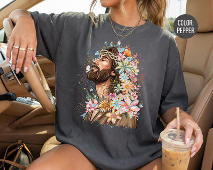 Comfort Colors® Floral Jesus Shirt, Mommy and Me Christian Shirts