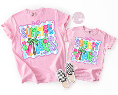 Comfort Colors® Preppy Summer Vibes Shirt, Girls Summer Shirts
