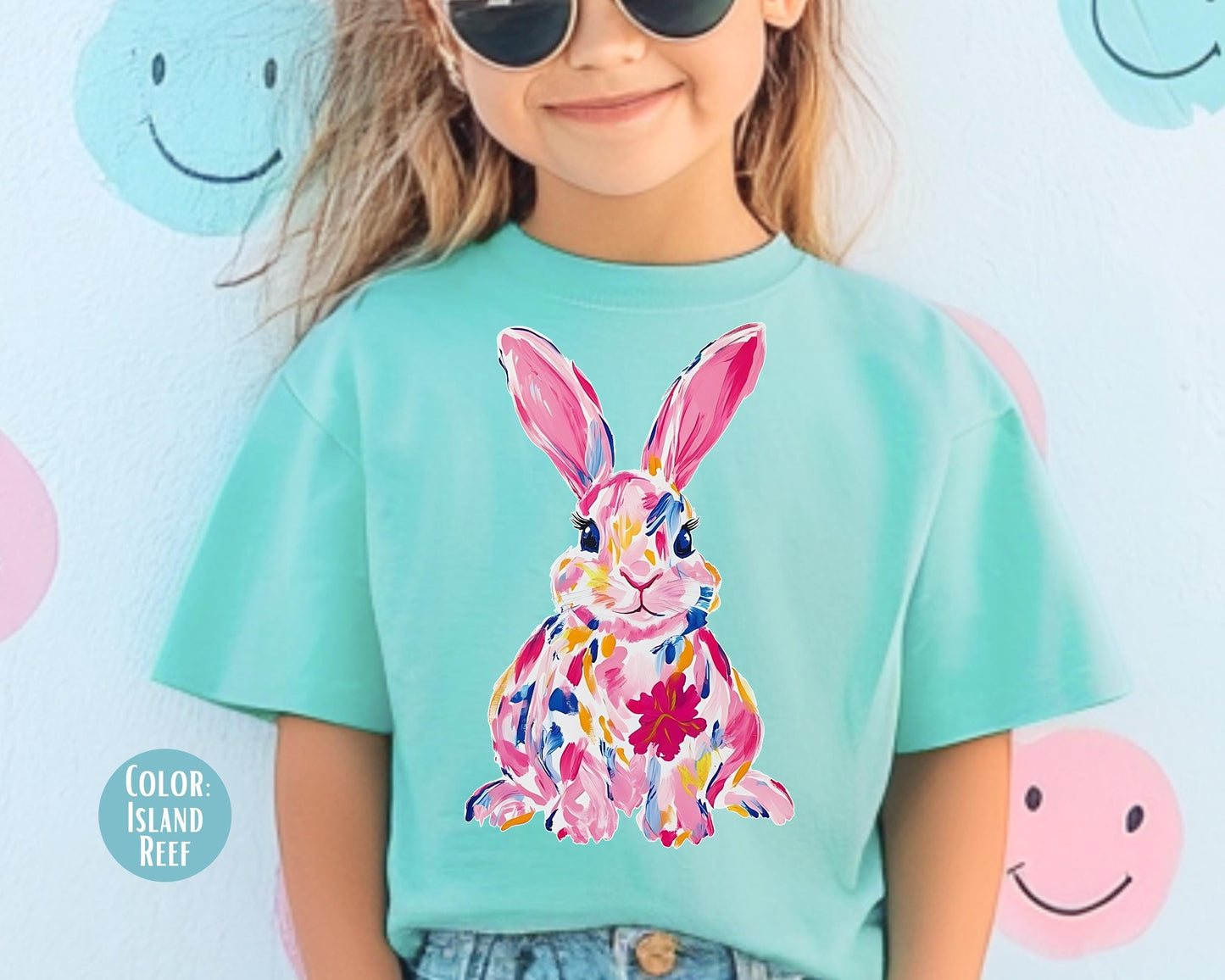 Comfort Colors® Floral Watercolor Easter Bunny Shirt, Girls Easter Shirts