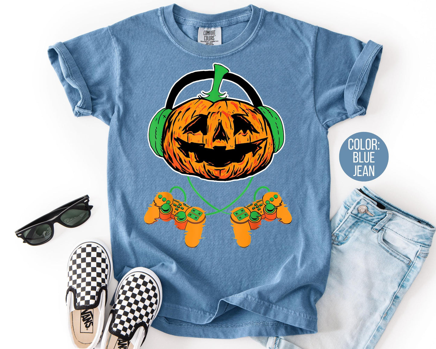 Comfort Colors Gamer Halloween Shirt: Boys Jack O' Lantern Tee