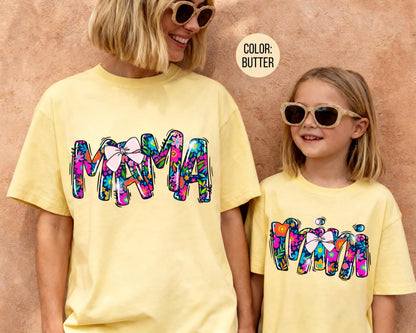 Comfort Colors® Summer Floral Mama and Mini Shirt, Matching Mommy and Me Shirts