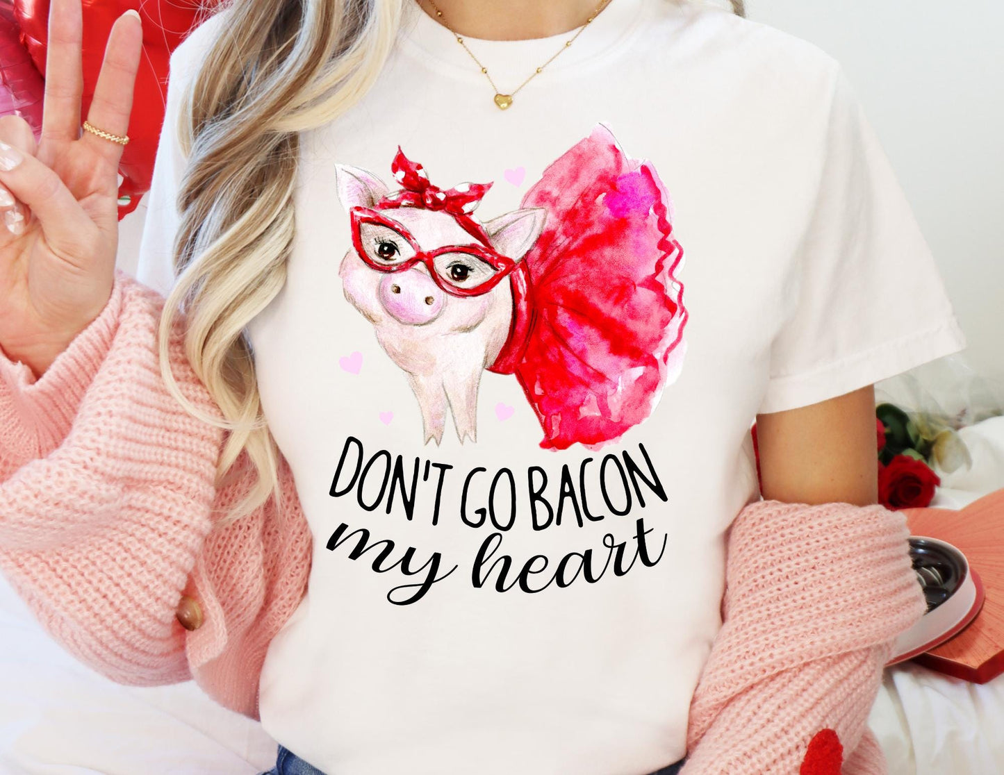 Comfort Colors Pig Valentine Shirt: Funny Bacon Pun Tee