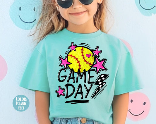 Comfort Colors Game Day Softball Shirt: Youth Softball Tee