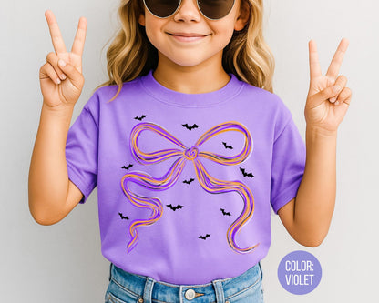 Girls Coquette Bat Shirt: Comfort Colors Halloween Tee